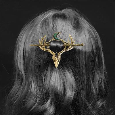 1 Stück Nordischer Cross-Border Gothic Geweih Haarnadel, Cool und Cool, Halbmond Haarnadel, Exquisite Retro Vintage Haaraccessoires