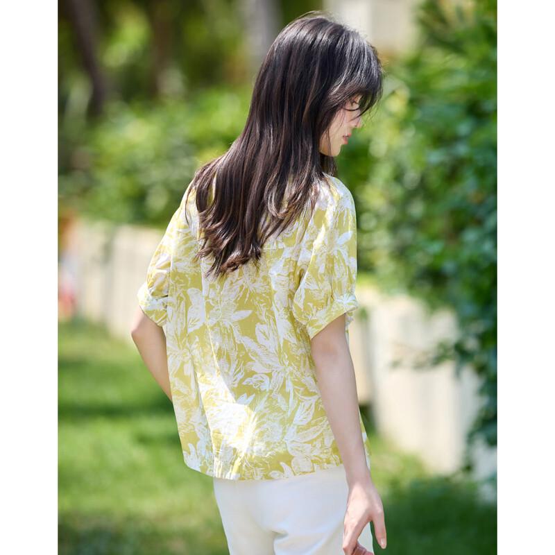 Women's Cotton Printed Puff Sleeve Short Sleeve Blouse