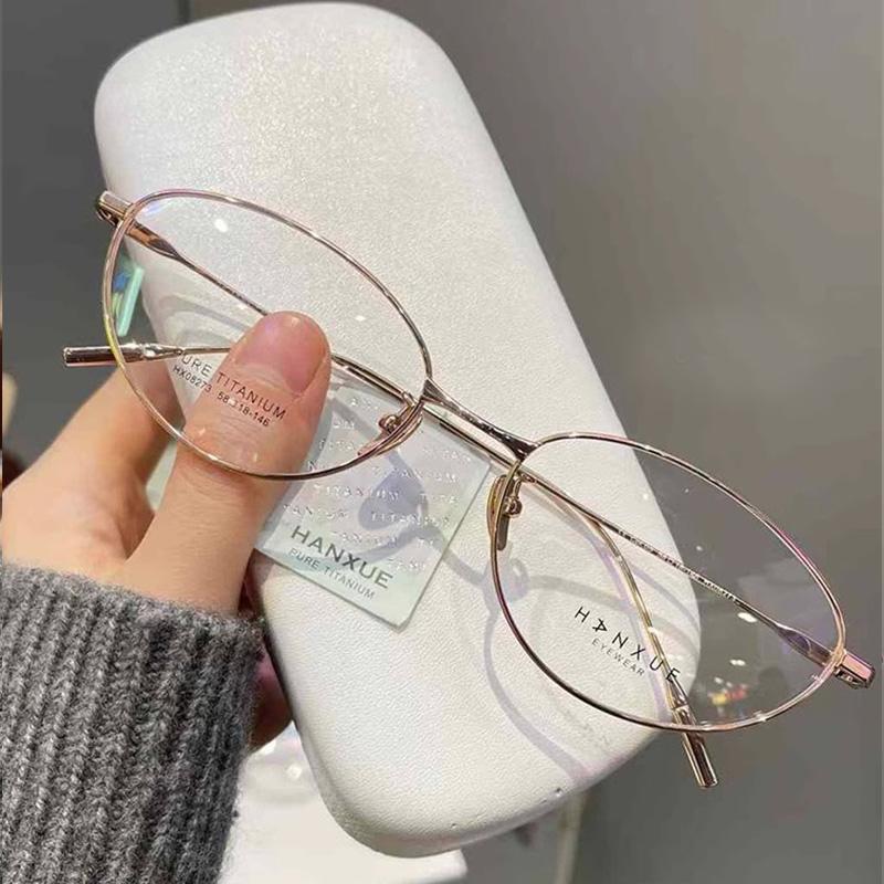 Vintage Cat Eye Alloy Blue Light Glasses Frame Women INS Eyeglasses Korean Decorative Computer Clear Glasses Fashion Eyewear