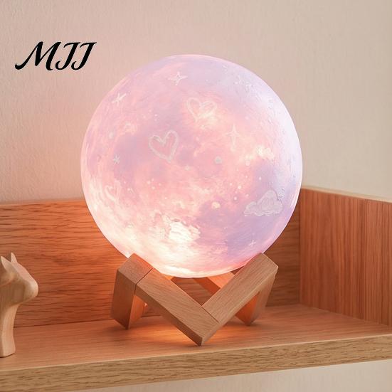 Creative Gift for Children DIY Paint Your Own Moon Lamp, LED Night Light Kit with 8 Desktop Art Ornament Colors And Brushes, Kids Craft Project, Warm
