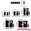 Set Of 2 Modern Flat Printing Curtains Without Rod Floral Elegance Black Fashionable Curtainments During Valentine Curtain Made Polyester