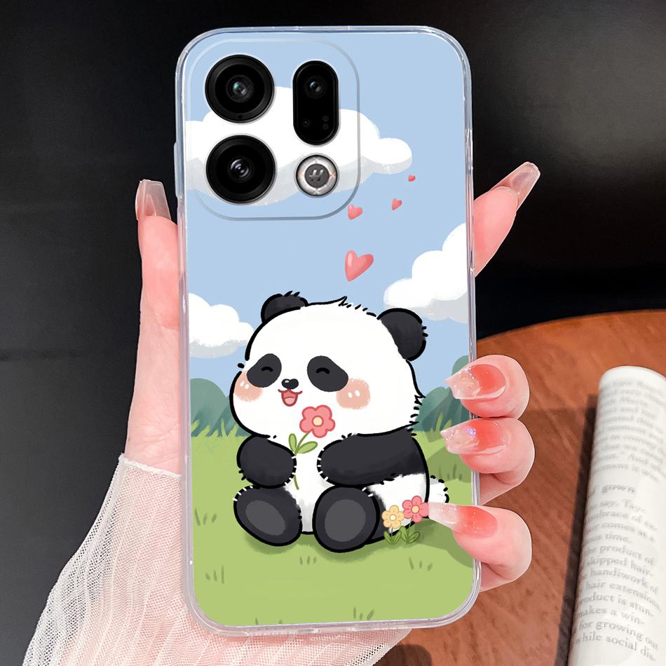 For Oppo Find X9 X8 X7 Pro Phone Cover Lovely Animal Cartoon Soft TPU Clear Silicone Case For Oppo Find X7 Ultra X 9 X 8 Bumper