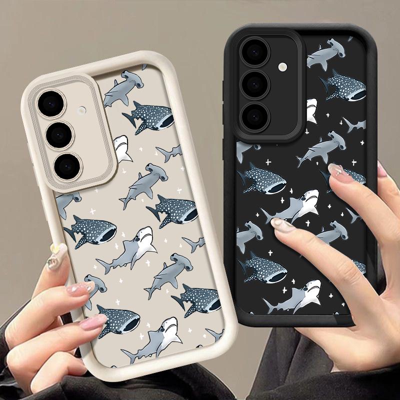 Husă cu Model Rechin Balenă Pentru Samsung Galaxy S25 Edge S24 S25 S23 S22 Ultra S24 FE A56 A55 A54 A36 A26 A15 A16 5G Husă de Telefon TPU