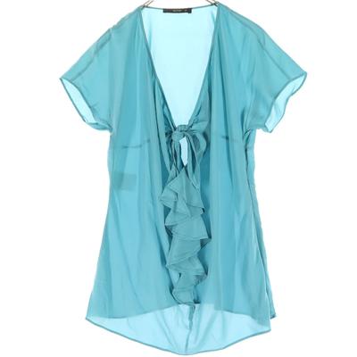 Beauty Products Made In Italy French Sleeve Frill Blouse 40 Blue Women Used