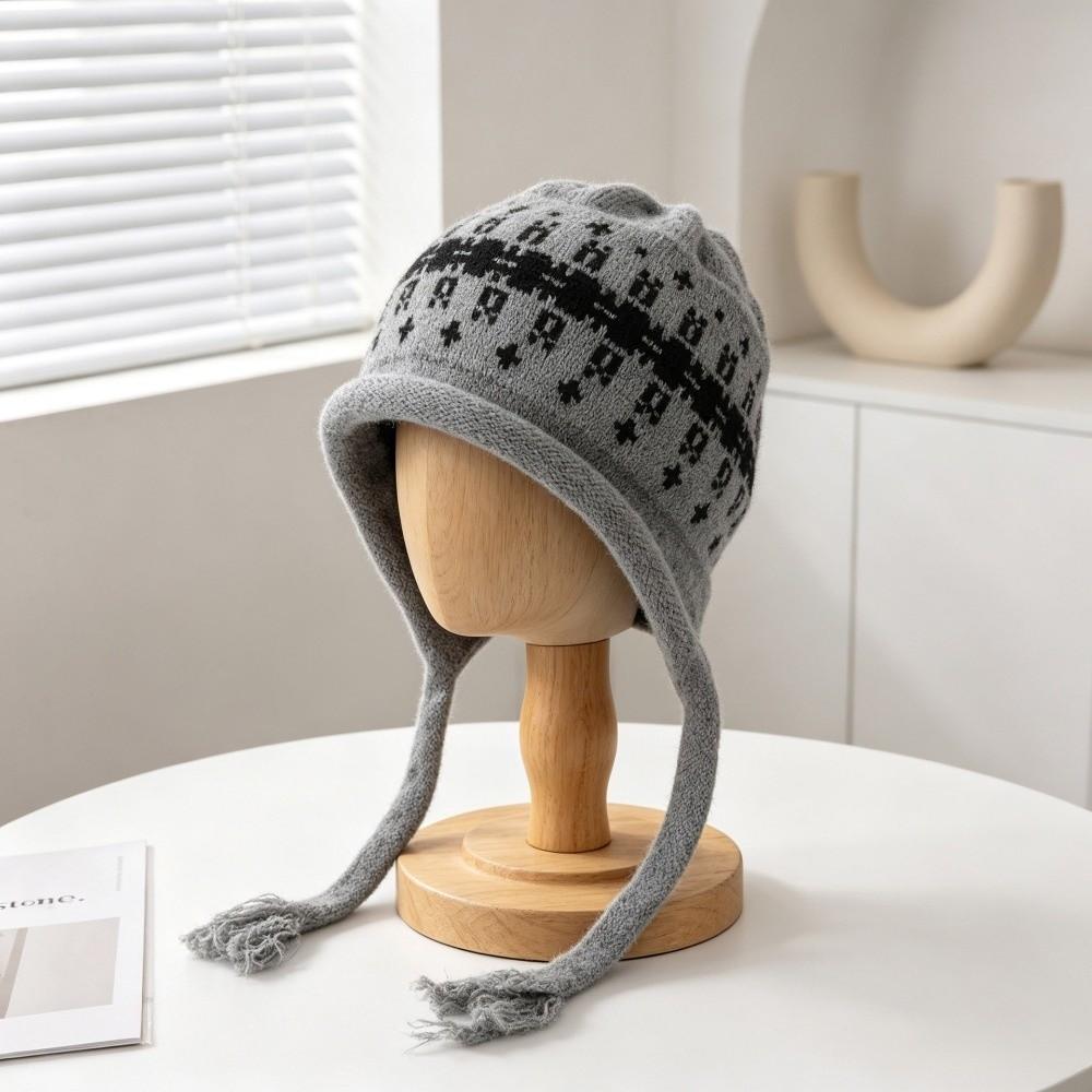 Tassel Tie Knit Hat Windproof Winter Hat New Tassel Beanie Autumn Winter Daily Wear