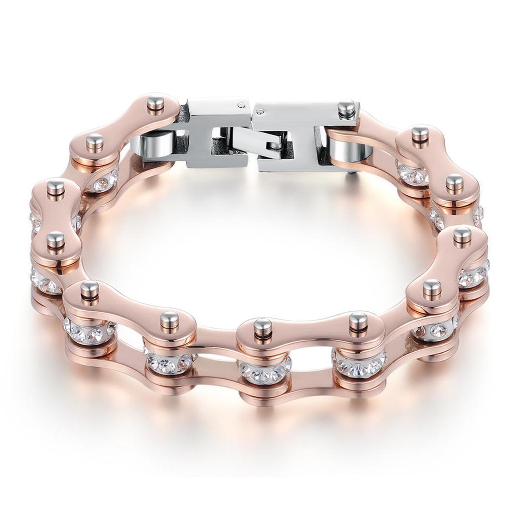 Stainless Steel Bike Chain Bracelet: Custom Colors for Couples & Bikers