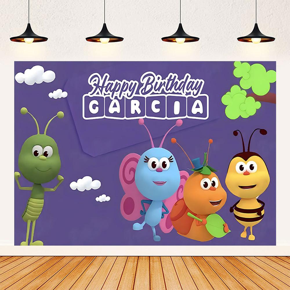 Cartoon Photo Backgrounds Bichi Kids 1st Birthday Party Baby Shower Decoration Rainbow Ant Doll Friends Photo Background