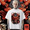 Japanese Mask Tee Oversized Milk Fiber T-shirt Retro Men Tops  Shirt Streetwear Loose Tshirt