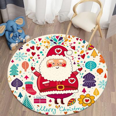 New Year Christmas Kawaii Printed Decoration Round Home Bedroom Living Room Children's Room Floor Decoration Anti-skid Carpet
