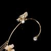 Golden Butterfly Ear Clips with Pendant Diamond Jewelry Gift Wedding Earrings Elegant Handcarved Design Ear Clips Without Piercing