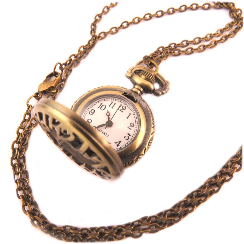 Les Trésors De Lily [P7281] - Antiqued Gold 'Dickens' Pocket Watch - 80 Cm - 25 Mm