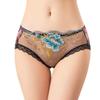  Transparent Mesh Briefs for Women See Through Underwear with Embroidery Flower Middle Waist No Show Lingerie Panties