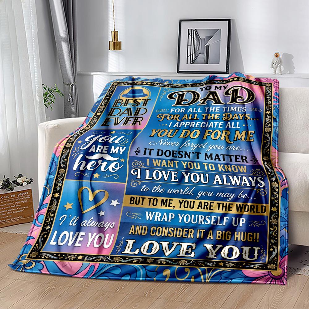 Love Letter Dad Blanket Ultra-Soft Perfect for Couch Chair Sofa for All Occasions Stylish Decor Gift for Travel Home Birthdays