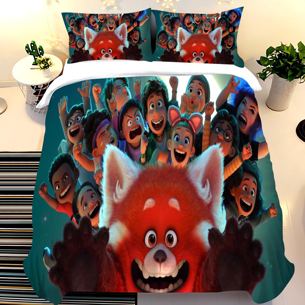 Pixar Red Panda Bedding Sets Duvet Cover Set King Size Children'S 3-Piece Set 1 Quilt Cover 100% Polyester Home Comforter
