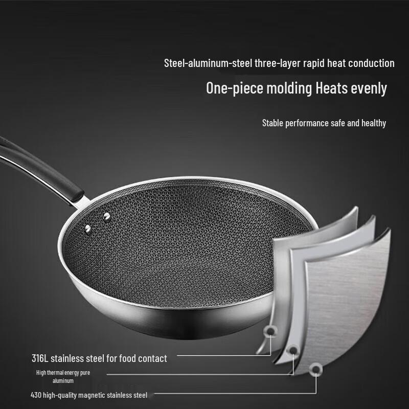 SUPOR 34CM X-Crystal Shield Stainless Steel Wok