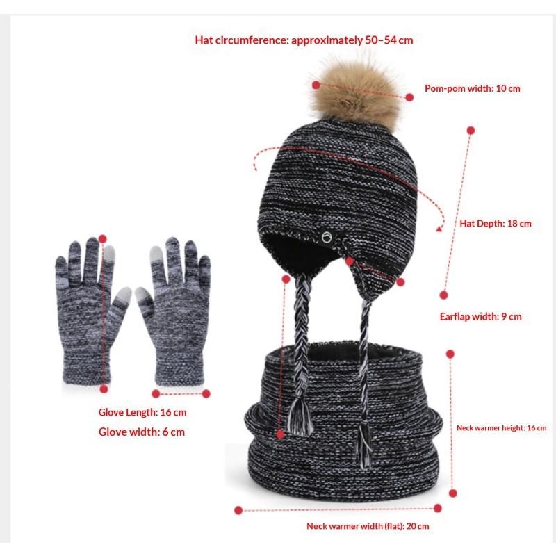 Winter Boys and Girls Baby Children's Hat, Scarf, Gloves, Three Piece Set, Outdoor Velvet Warm Ear Protection, Knitted Yarn Hat