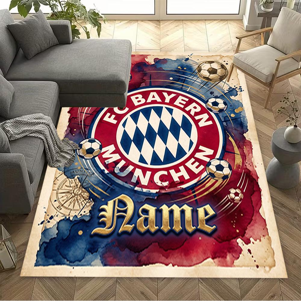 Bayern Munich Soccer Poster Carpet Design for Playrooms Study Room Dining Room Entryway Anti-slip Rug Anime Office Decor Best for Christmas