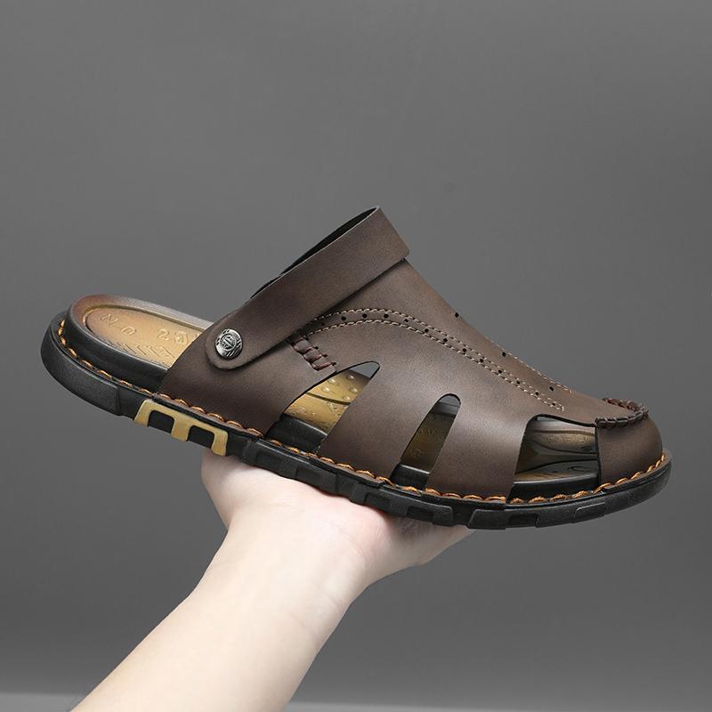 

Fashion CYYTL Mens Summer Slippers Casual Shoes Beach Sandals Outdoor Slides Leather Walking Comfort Luxury Designer Lightweight Fashion 43