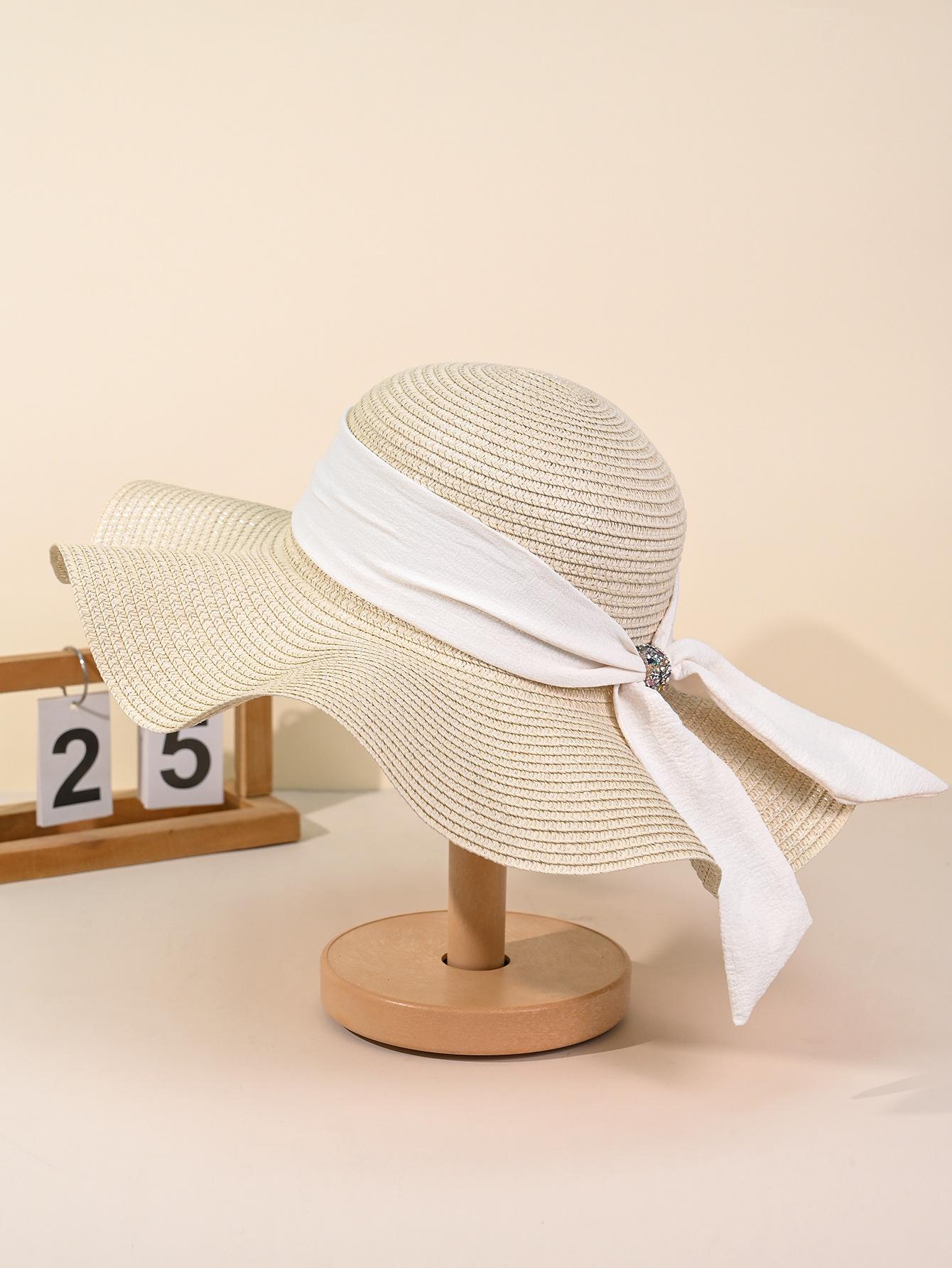 

Summer sun protection visor children fashion seaside vacation Lafite straw hat elegant and small face average size