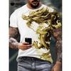 Summer 3D Dragon King Pattern Men's T-Shirt, Street Style Trendy Men's Fashion Loose Casual Short-Sleeve T-Shirt