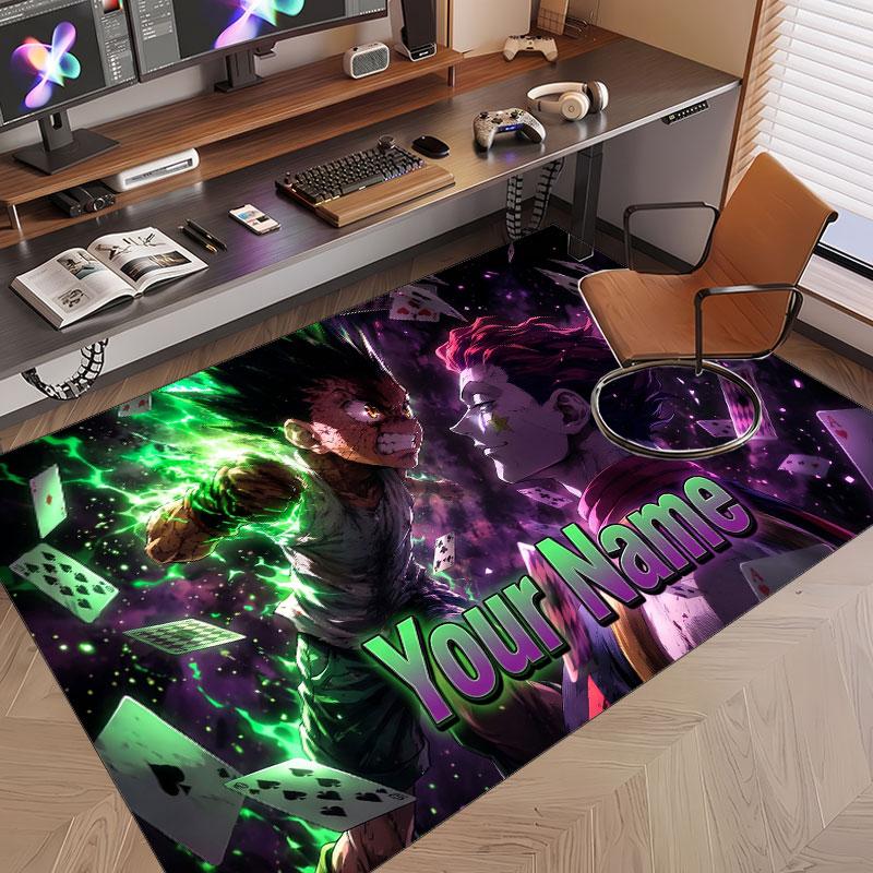 Custom Name Crystal Velvet Rug,Hunter × Hunter Comfortable Anti Slip Floor Mat For Room Decoration