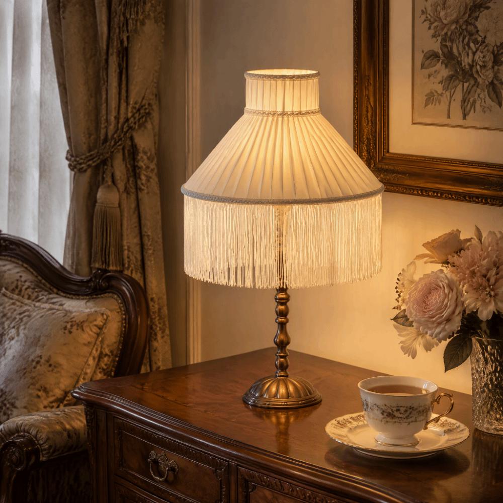 Vintage Style Fabric Lampshade European-style Retro Lampshade Tassels E27 Lampshade  Bedside Lamp