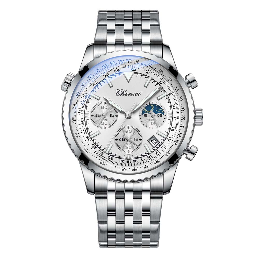 CHENXI Men's Watch Multifunction Classic Sport Quartz Moon Phase Chronograph Wristwatch Man Gifts Waterproof Reloj Hombre
