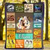 Horse Love Happiness And Freedom Customizable Outdoor Blanket Customize Text Comfortable Suitable For Picnics Outdoor Travel And Camping Sofa Office