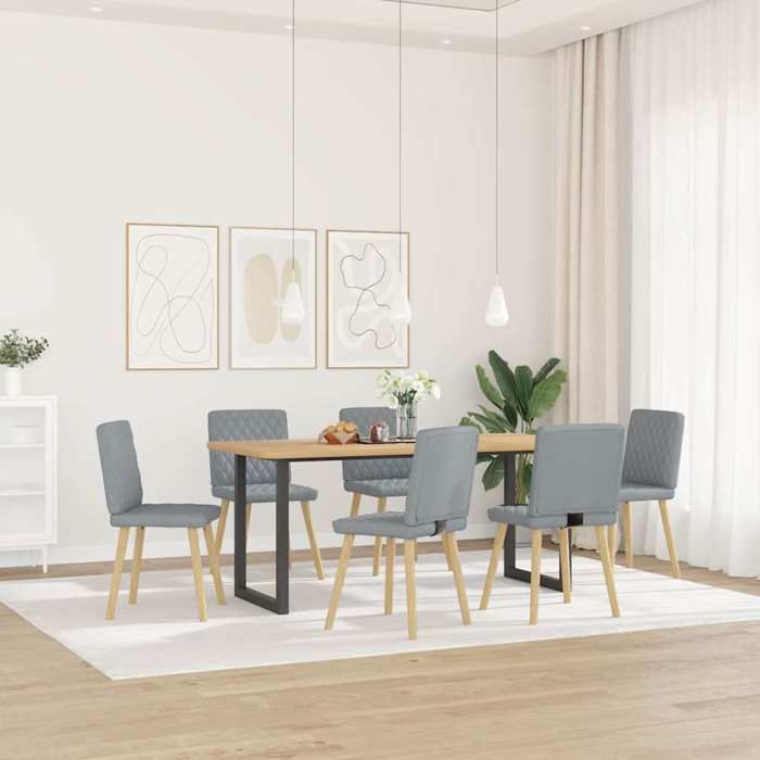 VidaXL Dining Chairs Set of 6 Light Grey Fabric 3315491