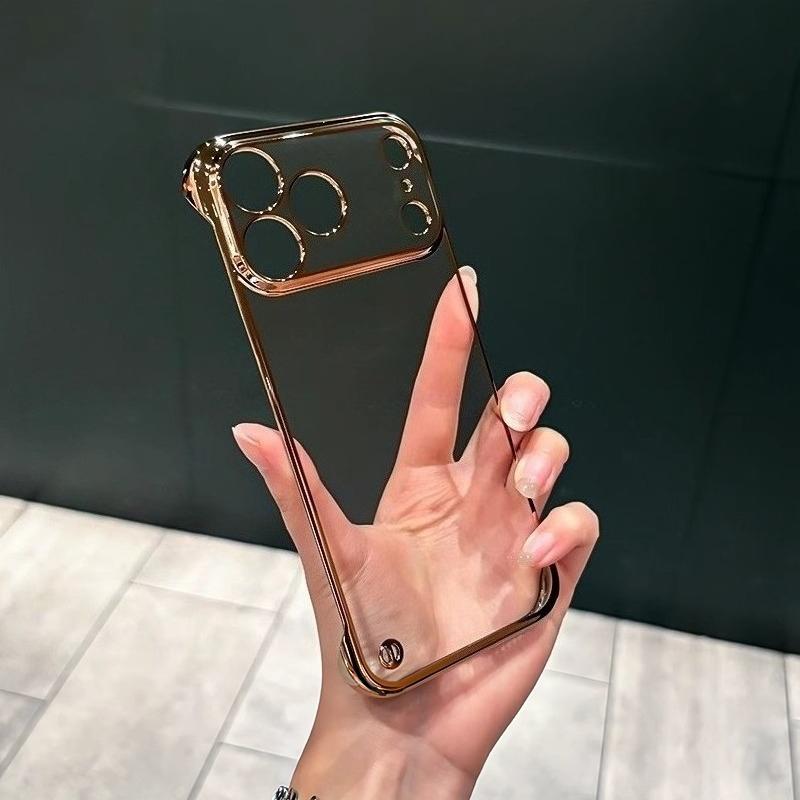 Plating Clear Frameless Phone Case for iPhone 17 Pro Max Ultra-Thin Hard PC Shell for iPhone Air 17Pro Bumper