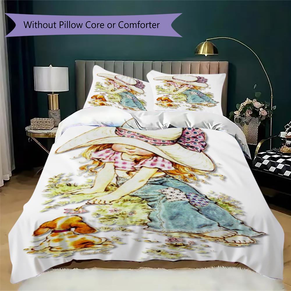 Sarah Kay Pattern Bedding Uilt Set Uilt Cover Pillowcase Home Decoration Birthday Gift (1 * Duvet Cover + 2 * Pillowcase Without Core)143
