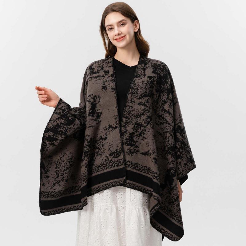 Literary niche women's scarf shawl forest series thickened warm imitation cashmere split double-sided shawl