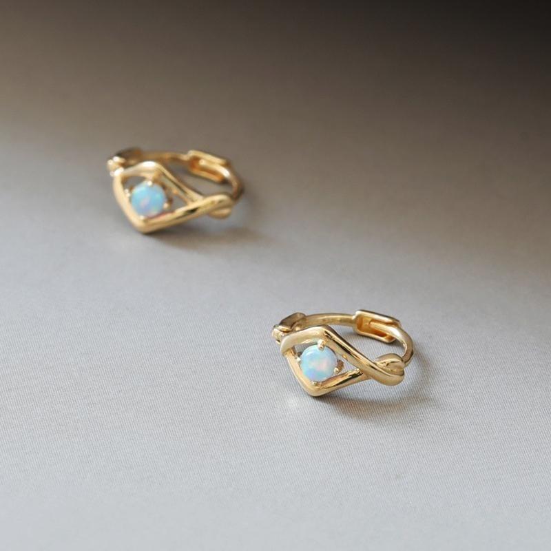Sterling Silver 18K Gold-Plated Triangle Opal Earrings for Women Platinum Pair