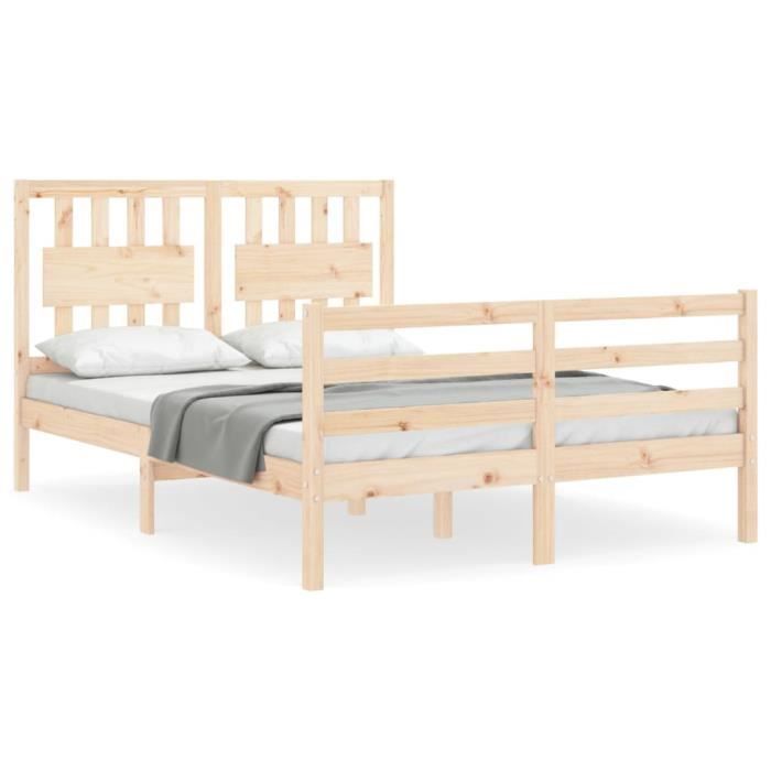 VidaXL Bed Frame with Headboard Small Double Solid Wood 3194281