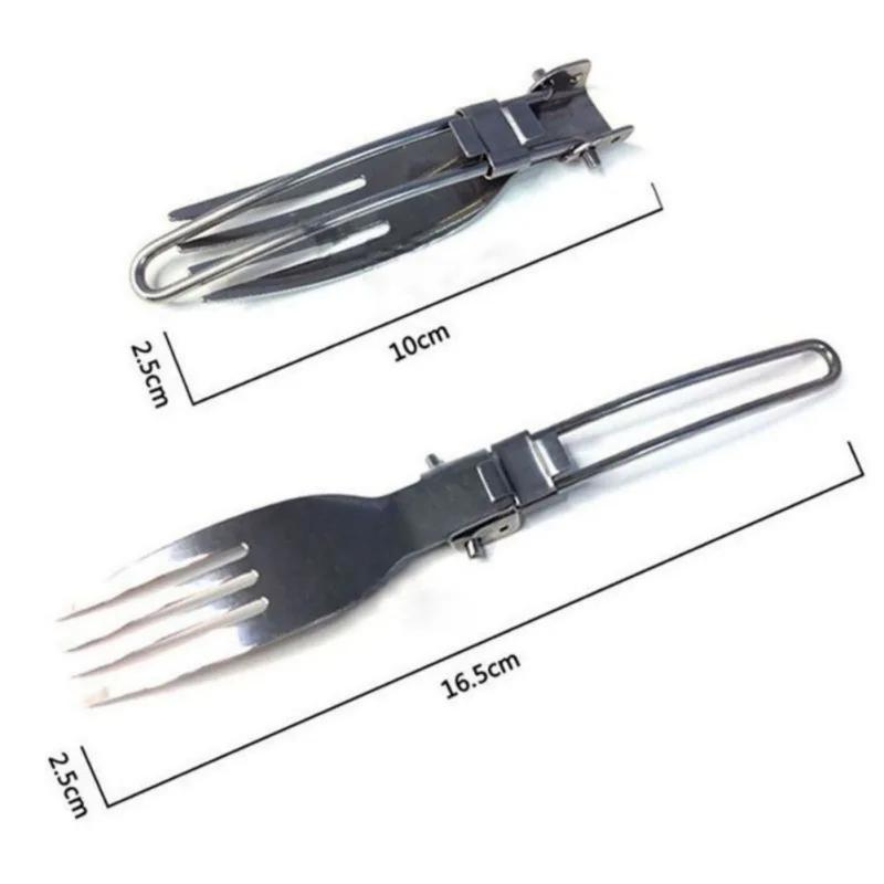 3pcs/set Outdoor Stainless Steel Folded Fork Spoon Knife Picnic Camping Dinnerware Tableware