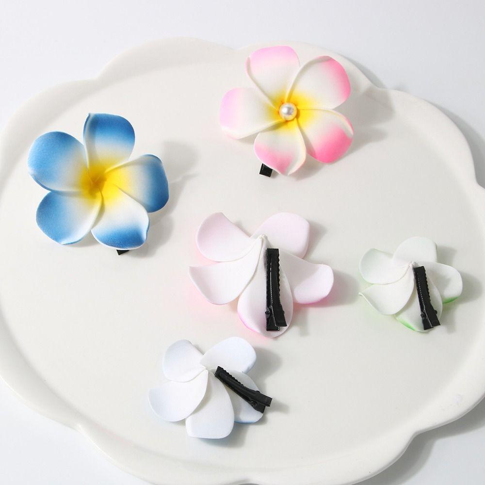 Mid Size Gradient Flower Hairpins Frangipani Girls Duckbill Clip Flower Hair Clip  Girls/Ladies