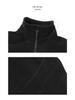Hong Kong Style Solid Color Fleece Half-Zip Polo Shirt - Men's Retro Loose Casual Hoodie