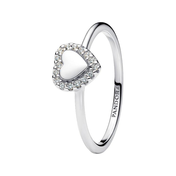 Pandora Heart Design 925 Silver Ring Women rings Multicolor 193801C01 Box,50,Silver