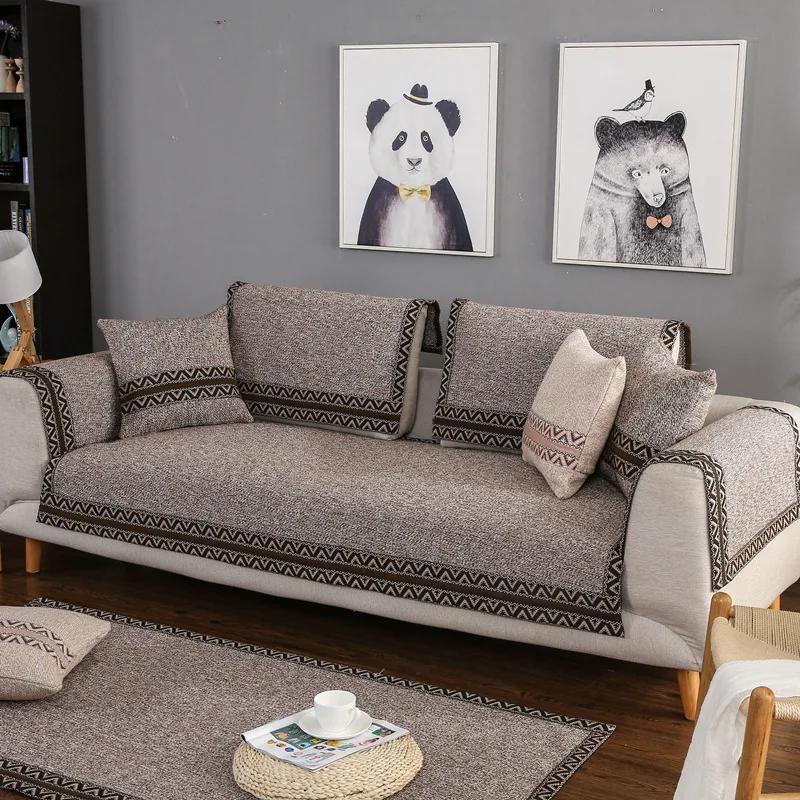 Four Seasons Universal Sofa Cushion Short Plush Towel Solid Color Non-Slip Anti-Cat Scratch Sofa Covers Cloth Towel Home Decor