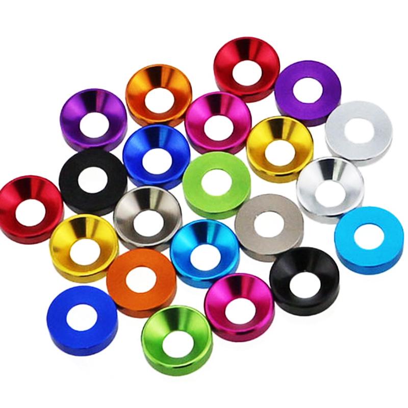 Multi-color Aluminum Alloy Countersunk Flat Head Screws with Wear-Resistant Washers: M2-M10 Sizes