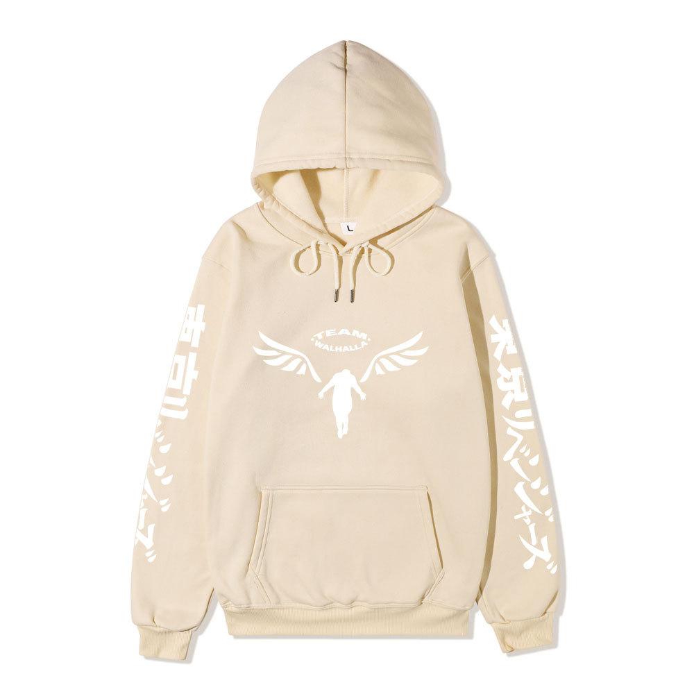 Men Women Fleece Hoodie Tokyo Revengers Walhalla Logo Autumn Winter Japanese Letter Street Long Sleeve Anime Sweatshirt