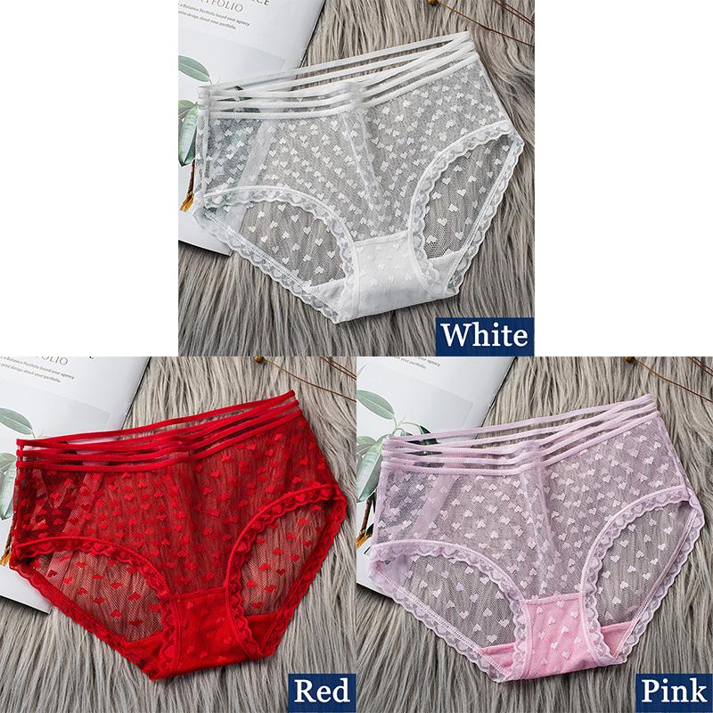3pcs Sexy Lace Transparent Panties for Women Underwear Fashion Panty Lingerie Breathable Hollow Out Briefs Female Underwear