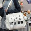 Piano Keyboard Print Messenger Bag With Musical Note Decor Versatile Crossbody Backpack Students Lightweight Durable Zipper Bag