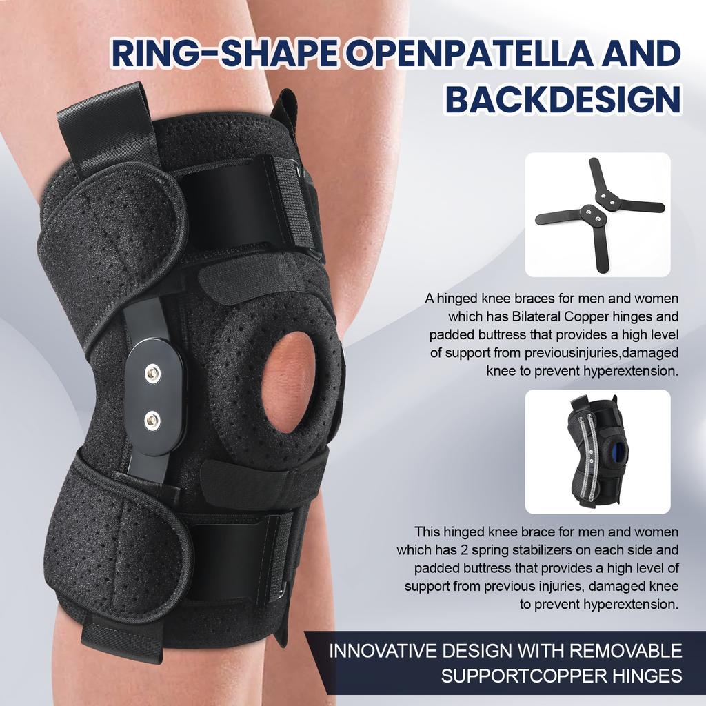 Durable And Safe Hinged Knee Brace With Side Stabilizers & Patella Gel Pads Knee Pain For Men Women Meniscus Tear Acl Mcl Injury Recovery