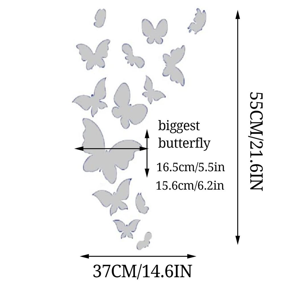 Sada Butterfly Combination 3D trojrozměrná zrcadlová nálepka na zeď Home Decora