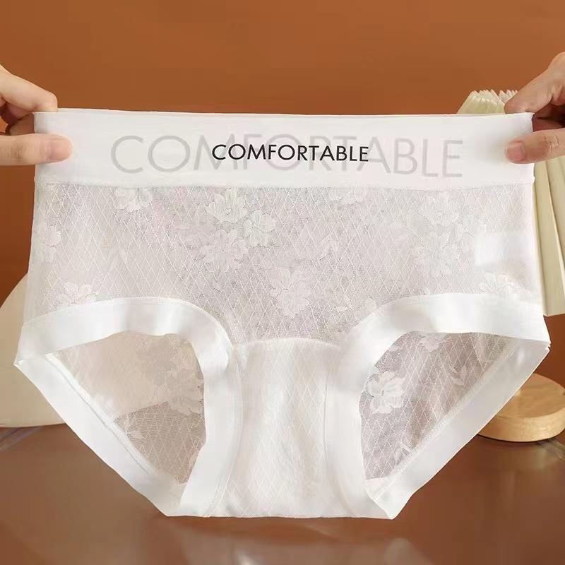 French Style Lace Bikini Panties Women - Mid-Rise Soft Mulberry Silk Innocent & Seductive Underwear