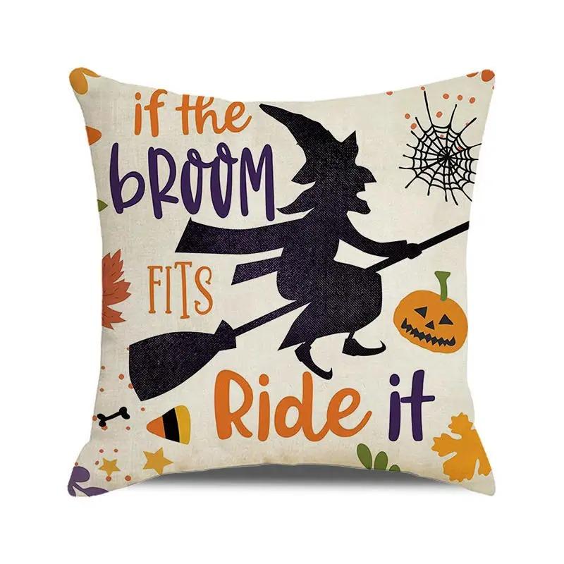 Halloween Decorative Cushion Cover Pumpkin Bat Wizard Ghost Pillowcase Suitable for Home Living Room Sofa Room Decoration