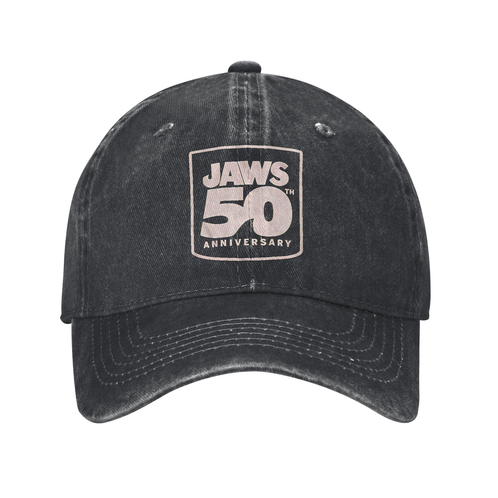 

Jaws 50th Anniversary Iconic Movie Baseball Cap Distressed Denim Washed Shark Snapback Men Women Seasons Travel Hats