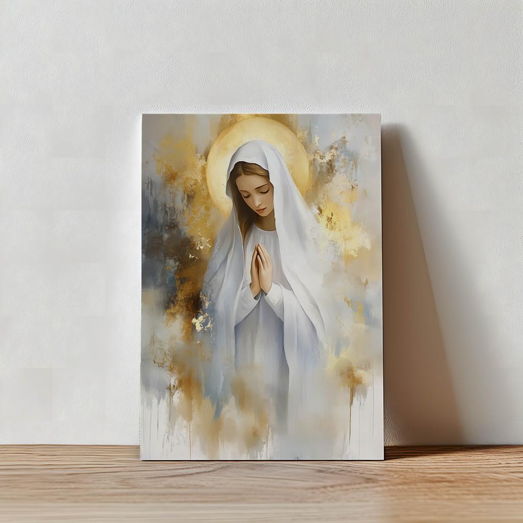 Poster Prayer of Mary In Golden Glow Poster Prayer of Mary In Golden Glow, 30X40 Cm, Unframed, Matte Paper 230 Gsm