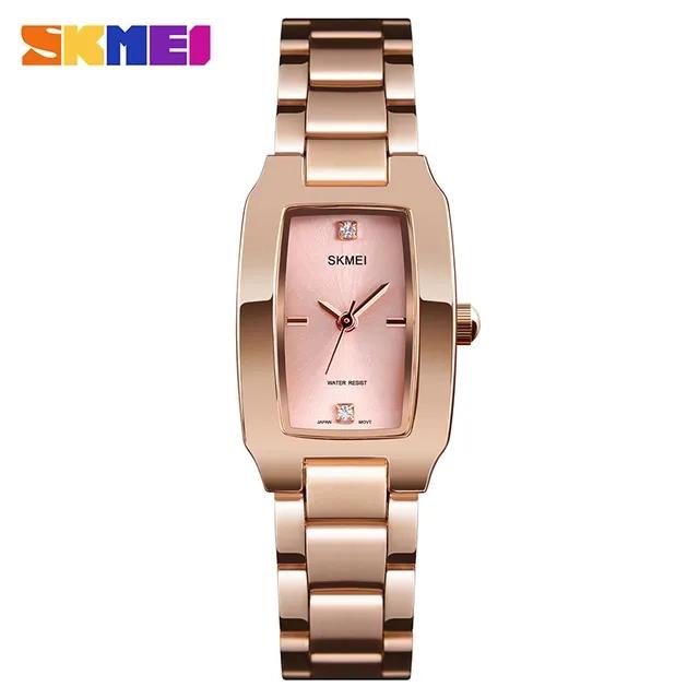SKMEI 1400 Women Stainless Steel Band Waterproof Luxury Square Quartz Watches Stylish New Design Trend Fashion Watch for Ladies